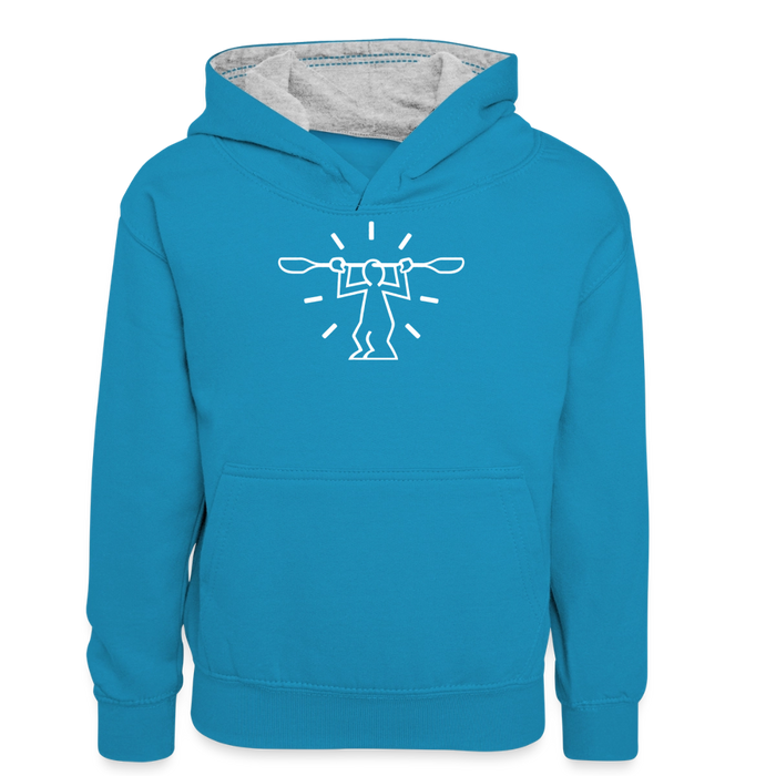Paddle Maniac Teenager Kontrast-Hoodie - Pfauenblau/Grau meliert