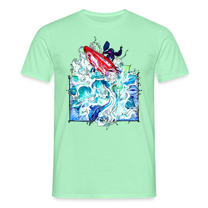 Kayak Spirit Männer Bio-T-Shirt mit V-Ausschnitt von Stanley & Stella - Mintgrün