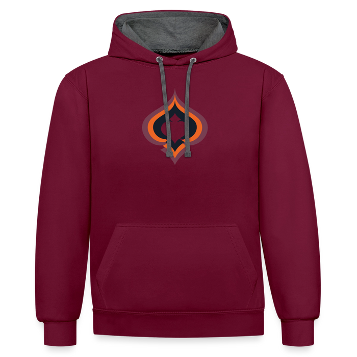 Spade Raute Kontrast-Hoodie - Weinrot/Anthrazit