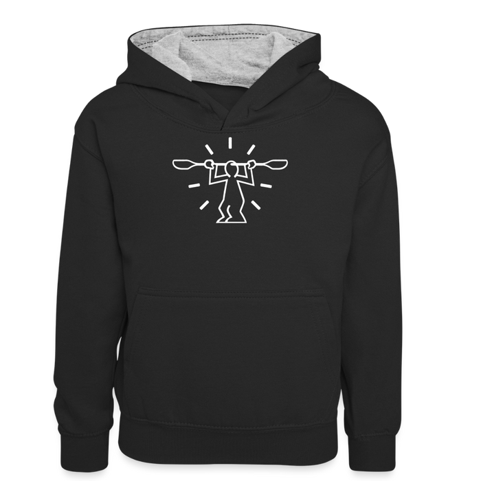Paddle Maniac Teenager Kontrast-Hoodie - Schwarz/Grau meliert