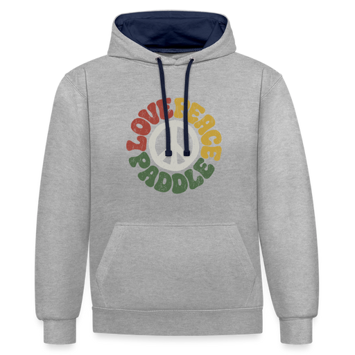 Paddlers for Peace Kontrast-Hoodie - Grau meliert/Navy