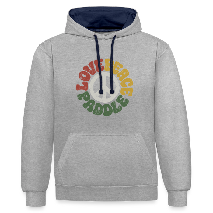 Paddlers for Peace Kontrast-Hoodie - Grau meliert/Navy