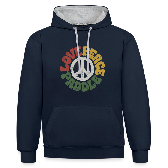 Paddlers for Peace Kontrast-Hoodie - Navy/Grau meliert