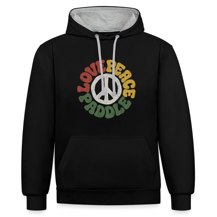 Paddlers for Peace Kontrast-Hoodie - Schwarz/Grau meliert