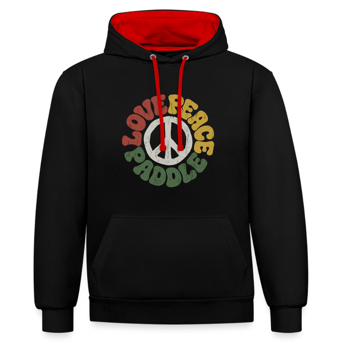 Paddlers for Peace Kontrast-Hoodie - Schwarz/Rot
