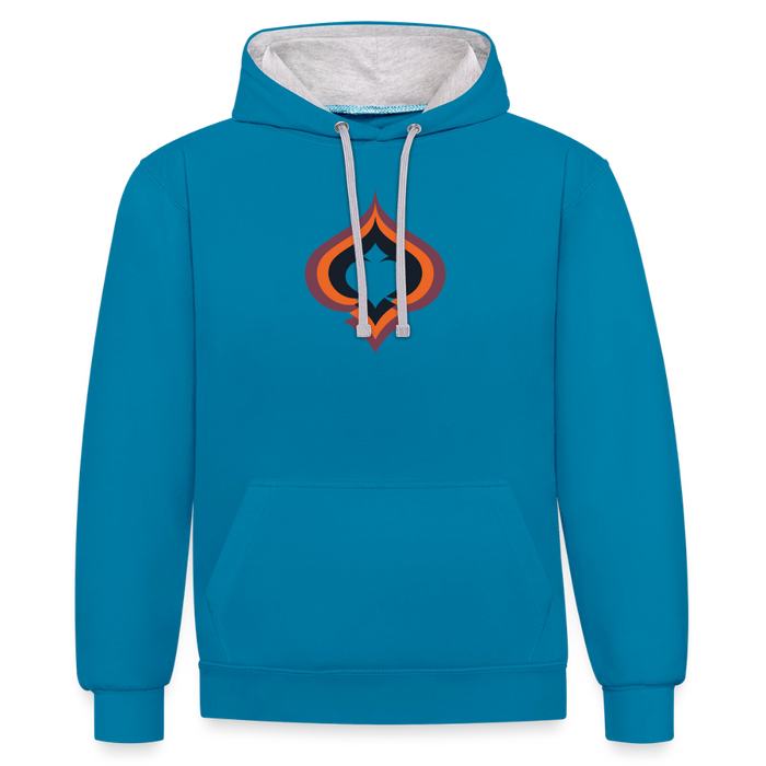 Spade Raute Kontrast-Hoodie - Pfauenblau/Grau meliert